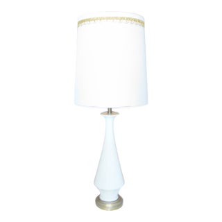 1950s Danish Modern White Porcelain Lamp on Bronze Base For Sale