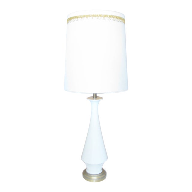 1950s Danish Modern White Porcelain Lamp on Bronze Base For Sale