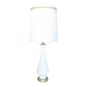 1950s Danish Modern White Porcelain Lamp on Bronze Base
