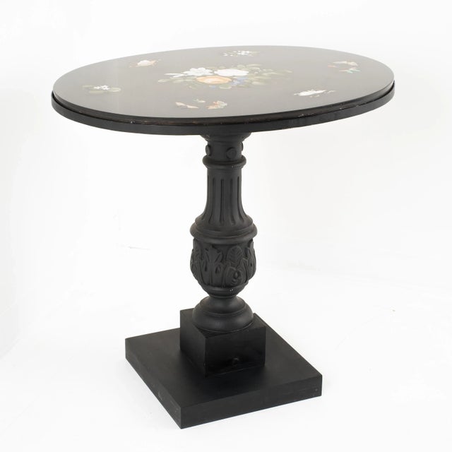 Grand Tour Italian Grand Tour Pietra Dura Oval Table Top on Cast Iron Base For Sale - Image 3 of 11