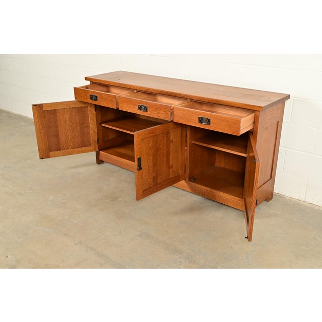L. & J. G. Stickley Mission Oak Arts & Crafts Sideboard or Bar Cabinet For Sale In South Bend - Image 6 of 18