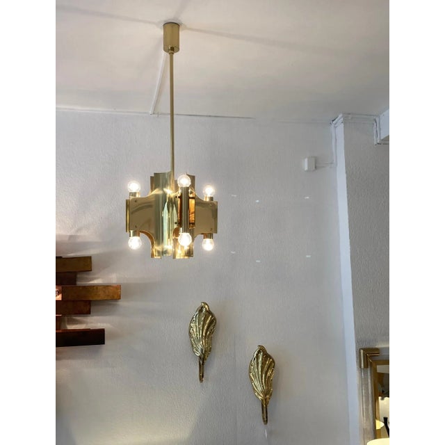 Vintage Italian Brass Pendant by Gaetano Sciolari, 1970 For Sale - Image 13 of 15