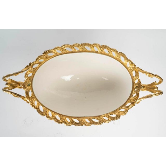 19th Century Napoleon III Painted Porcelain and Gilded Bronze Bowl For Sale - Image 9 of 10
