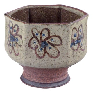 Hexagonal Ceramic Vase in Raku Technique from Birgit Krog, 1970s For Sale