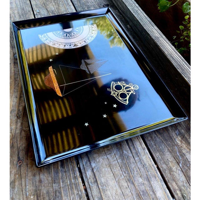 Mid-Century Modern "Celestial Navigation" Mid-Century Modern Nautical Serving Tray, Rare Vintage Couroc of Monterey For Sale - Image 3 of 11