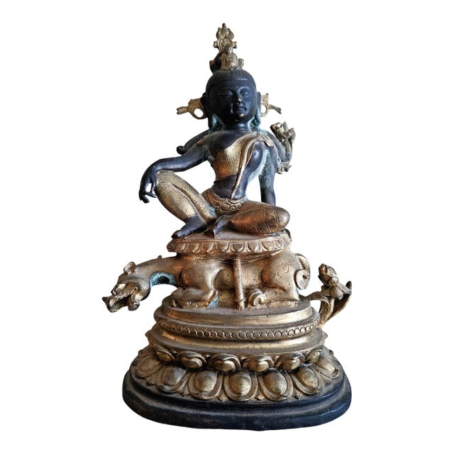 19th Century Nepalese Bronze Lokeshvara (Padmapani) on Chimera For Sale
