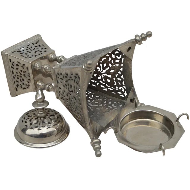 Vintage Moroccan Handcrafted & Engraved Silver Incense Burner For Sale In New York - Image 6 of 8