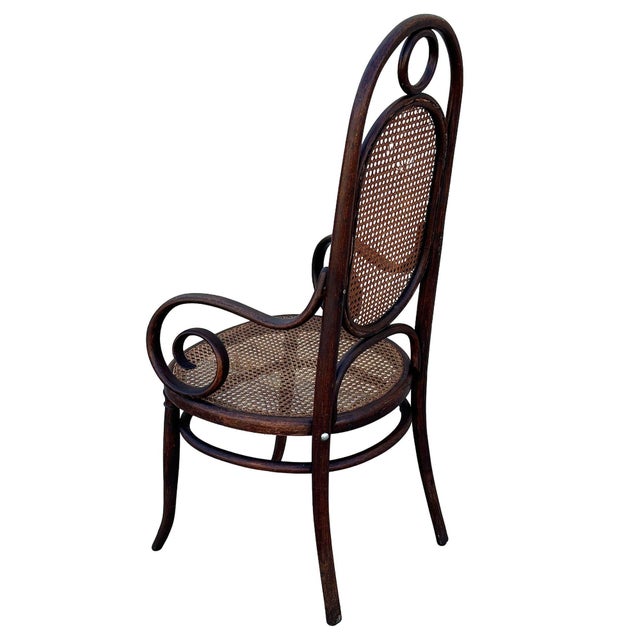Vienna Secession Bent Oak & Cane High Back Armhair No. 17 by Thonet For Sale In Los Angeles - Image 6 of 9