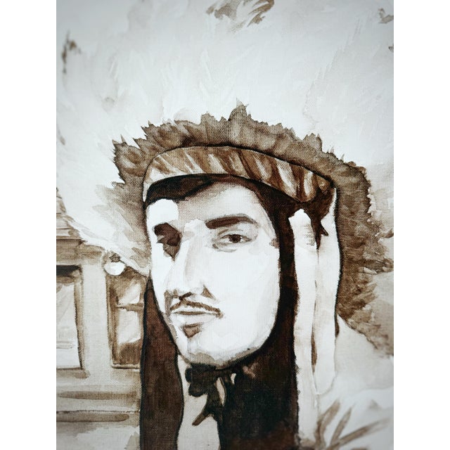 An original brown ink dry-brush painting on canvas titled "Spalding County Centennial," created by Georgia artist Justin...