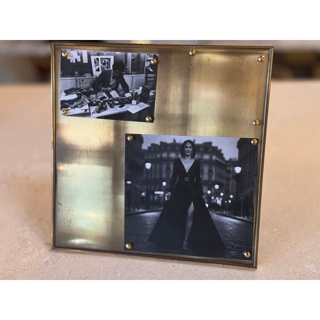 Brass Magnetic Photo Frame With Decorative Studs For Sale - Image 4 of 11