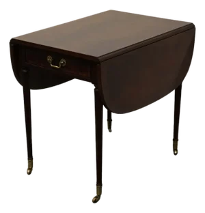 Late 20th Century Bernhardt Furniture Centennial Collection Banded Flame Mahogany Traditional Style 42" Drop Leaf Accent End Table