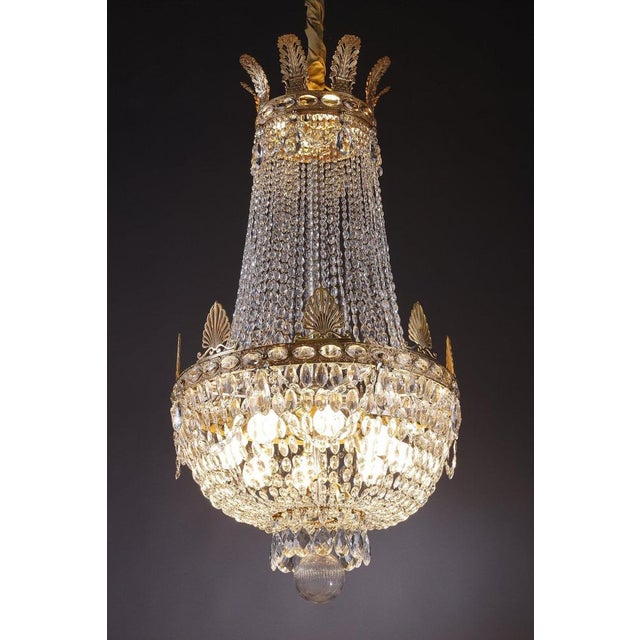 Gold Empire Style Balloon Chandelier with Pendants, 1870 For Sale - Image 8 of 18