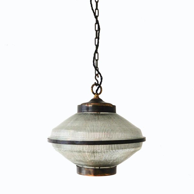 Ellipse Pendant Light in Glass and Patinated Brass, 1960s For Sale - Image 9 of 10