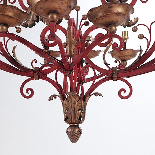 1940s A French Painted Iron Chandelier, C 1945 For Sale - Image 5 of 6