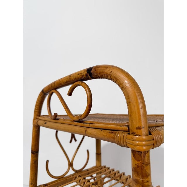 Mid-Century Modern Italian Riviera Style Cane, Bamboo and Rattan Bedside Table, 1960s For Sale - Image 14 of 18
