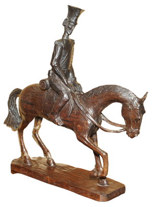 Large Hand-Carved Wooden Sculpture of Soldier by Wakmaski, 1980