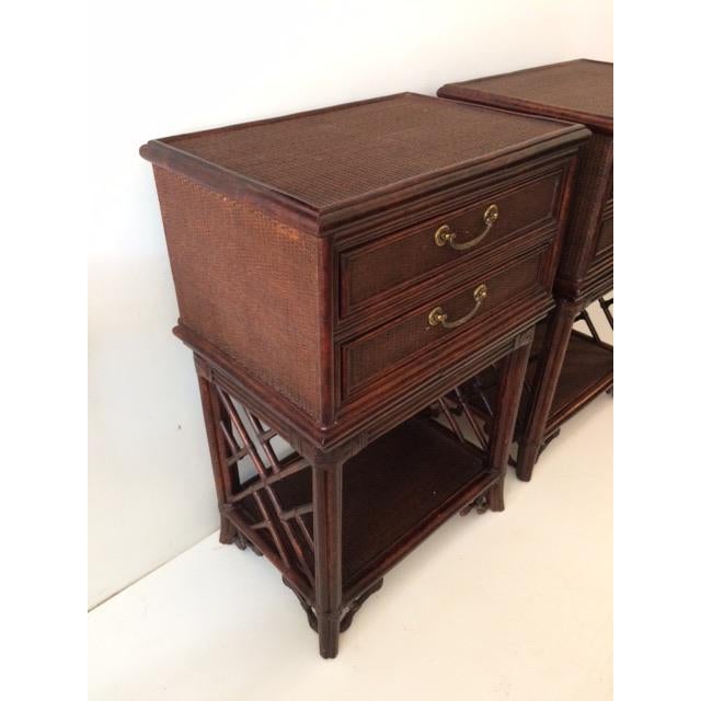 1980s Traditional Bamboo Raffia Nightstands a Pair Chairish