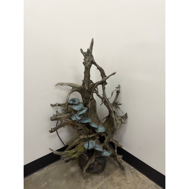Wood Vintage Copper and Driftwood Naturalistic Fountain For Sale - Image 7 of 17