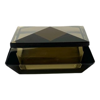 Mid-Century Smokey Grey Glass Trinket Box For Sale