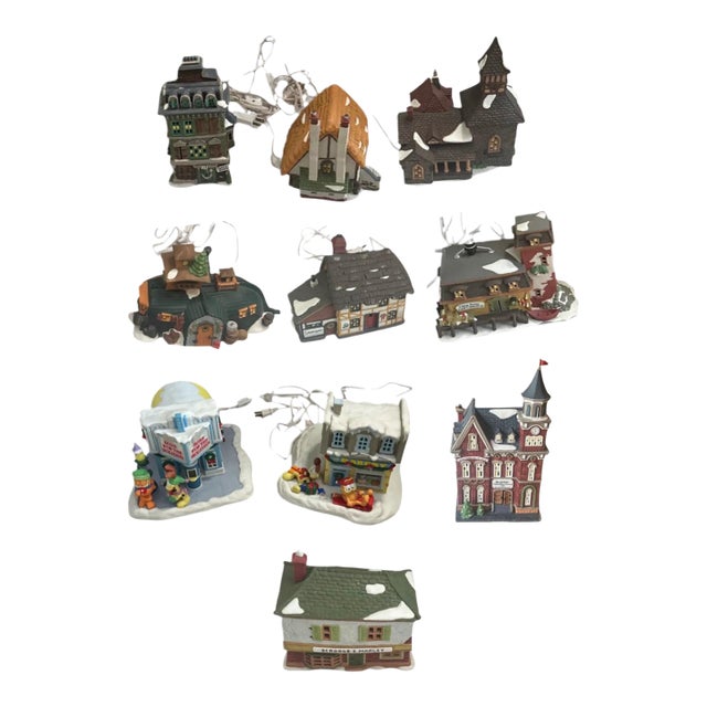 Huge Collection of Vintage Christmas Heritage Village Collection Ceramic Designs. Garfield Christmas Houses Bonus- Set of 10 For Sale