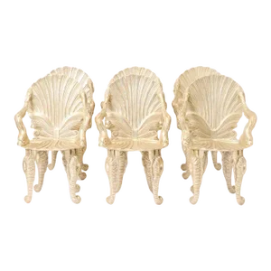 1950s Venetian Grotto Gilt Wood Italian Grotto Chairs- Set of 6