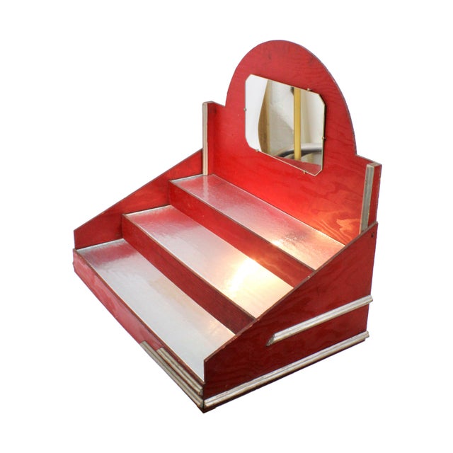 Unique handmade retail store display, with a light up base. Features cool Mid Century Modern lines and arched back with a...