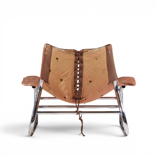Johan Bertil Häggström for Swed-Form Mid Century Swedish Leather and Chrome Corset Chairs - Pair For Sale - Image 10 of 12