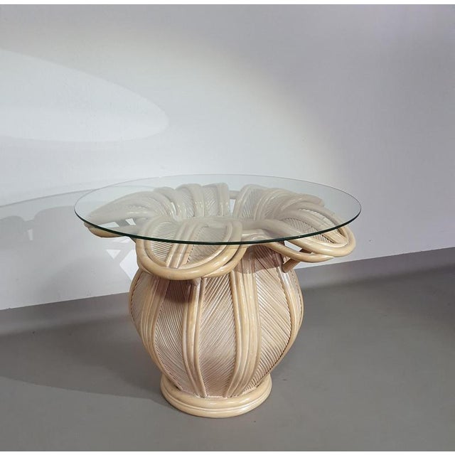 Pencil Reed, Rattan and Bamboo Bell Flower Side Table For Sale - Image 14 of 18