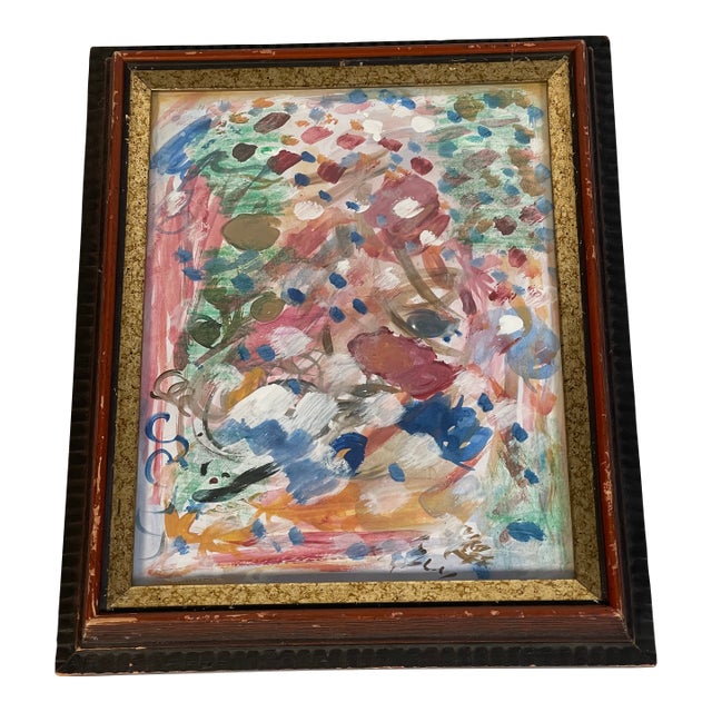 1970s Abstract Original Art in Antique Frame For Sale