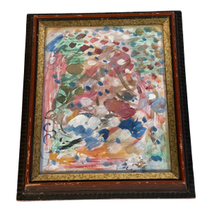 1970s Abstract Original Art in Antique Frame