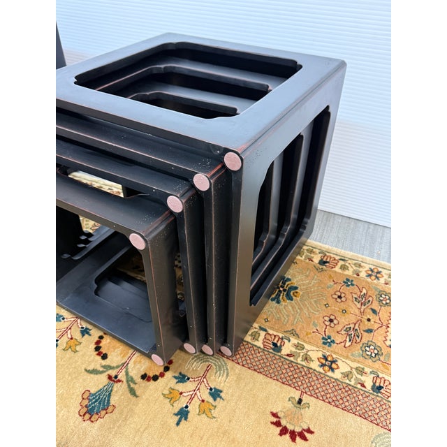 Wood Modular Padoga Stacking Box Shelves, Set of Five For Sale - Image 7 of 12