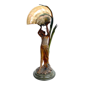 Antique Art Nouveau French Gilt Metal Shell Lamp