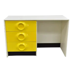 1970s Vintage Broyhill Premier Yellow Molded Plastic Space Age Joe Colombo Style Desk