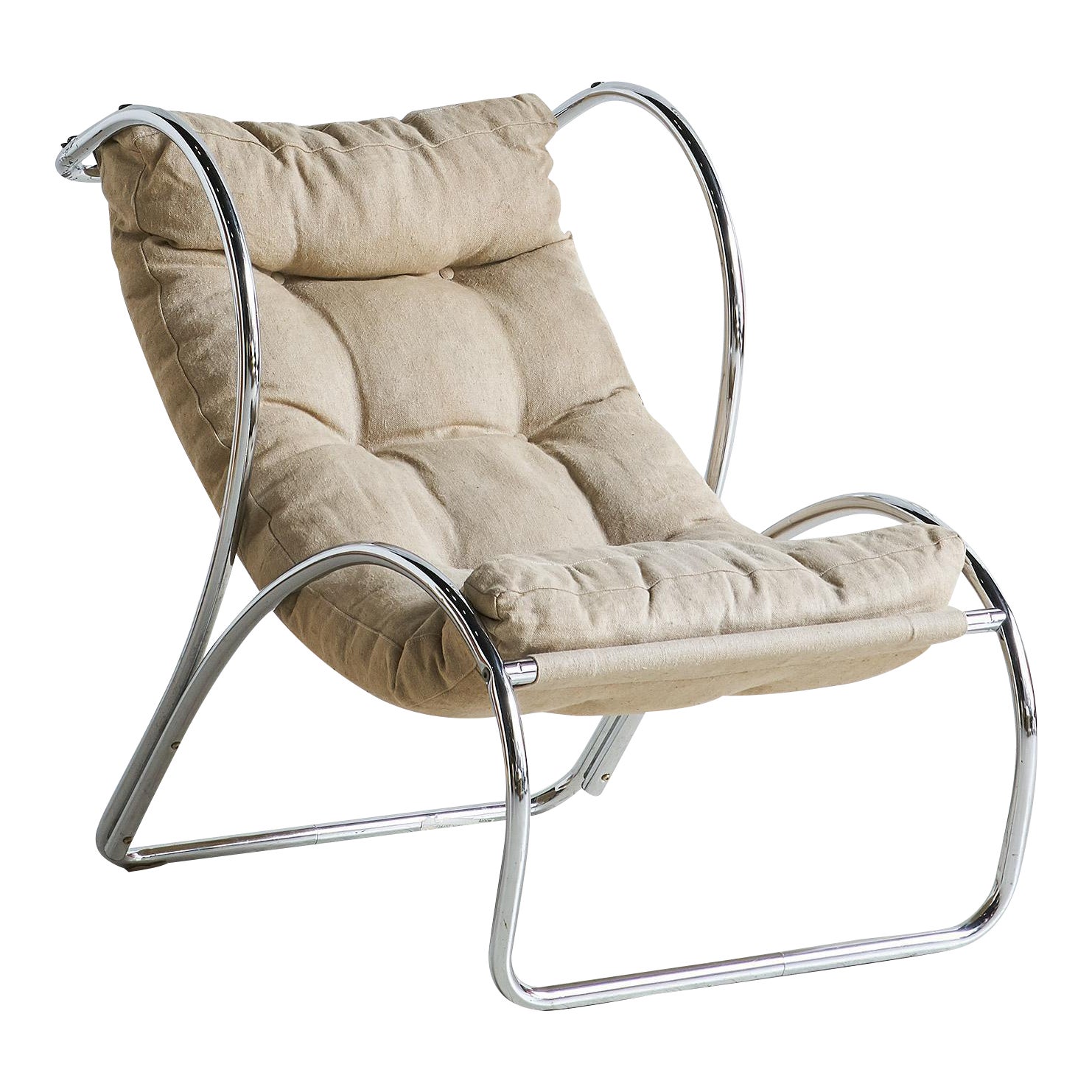 Italian Chrome Accent Chair Chairish