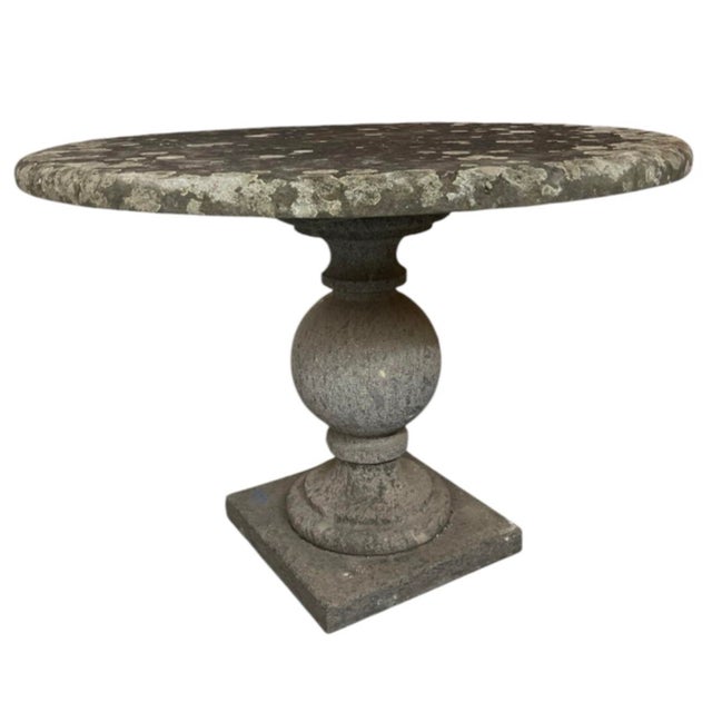 Vintage Weathered Cast Stone Garden Bistro Table For Sale In West Palm - Image 6 of 12