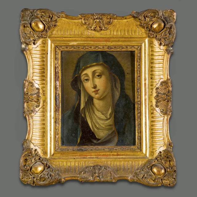 17th Century Italian Religious Painting attributed to Giovanni Battista Salvi, Framed For Sale - Image 9 of 9