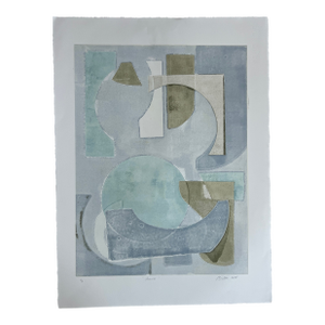 Original Geometric Monotype Artwork “Arrival”, Unframed