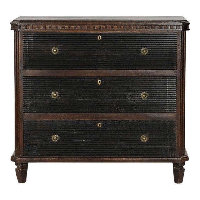 Brown and Charcoal Gustavian Style Chest For Sale