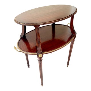 19th C. French Louis XVI Etagère or Tray Table With Beading and Ormolu Detail For Sale