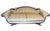Antique American Classical Empire Revival sofa featuring an exposed mahogany frame, carved swan-neck crest, dramatically...