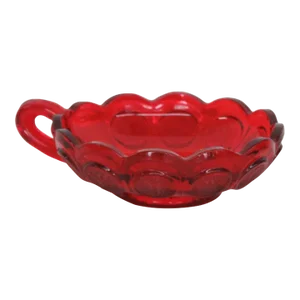 Fostoria Coin Glass Ruby Red Vintage Candy Nut Dish with Handle