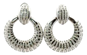 9.76 Carats Diamond 18k White Gold Knocker Earrings, A Pair