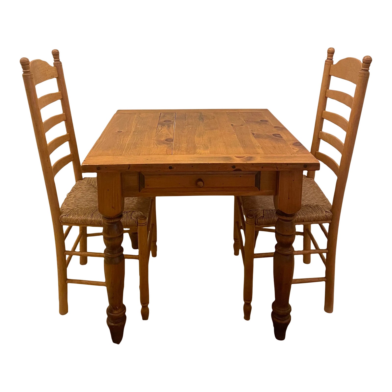 French Country Shabby Chic Kitchen Table & Pair of Chairs | Chairish