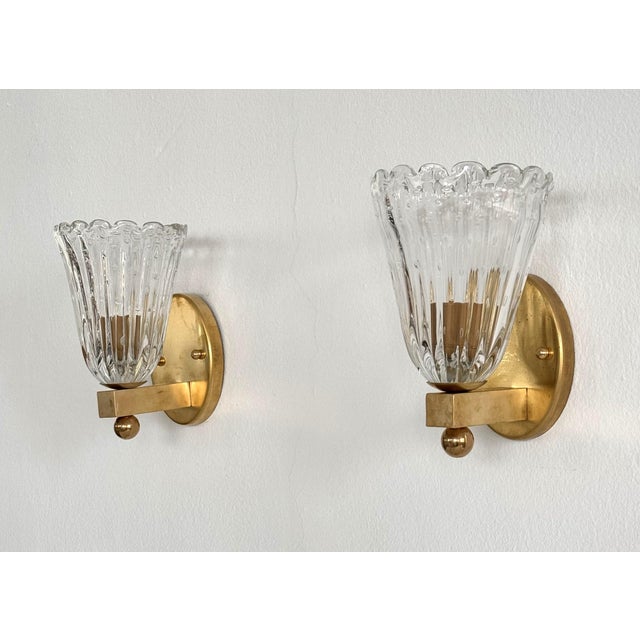 Italian Brass and Murano Glass Wall Lights, 1990s, Set of 2 For Sale - Image 6 of 12