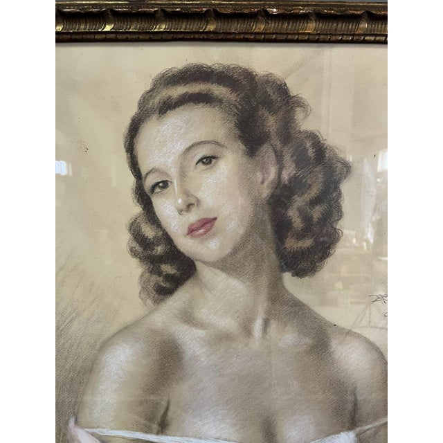 Female Portrait, 1939, Pastel Artwork For Sale - Image 3 of 7