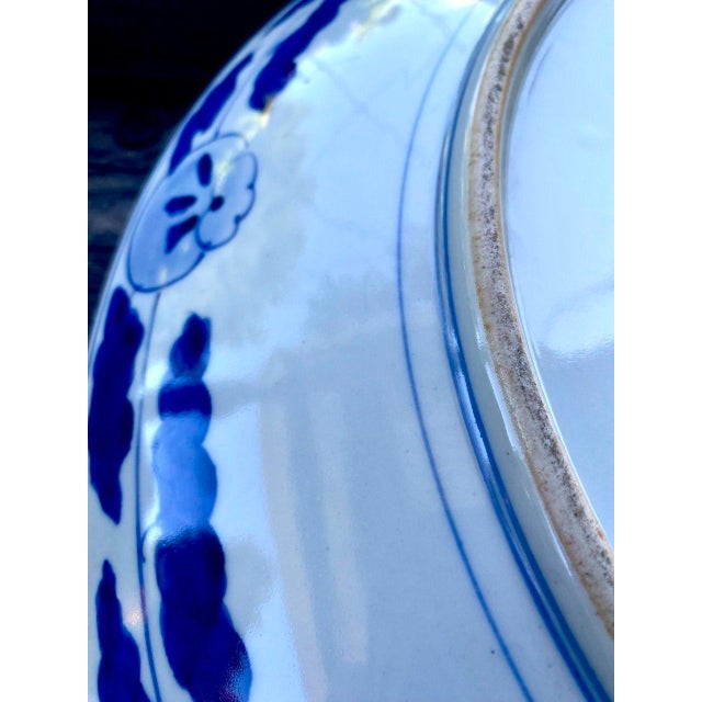Mid 20th Century Monumental Japanese Blue & White Porcelain Charger With Hawk & Pine Landscape For Sale - Image 12 of 15