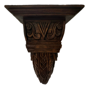 Vintage Spanish Revival Hand Carved Wood Wall Bracket Shelf Sconce Moody Corbel