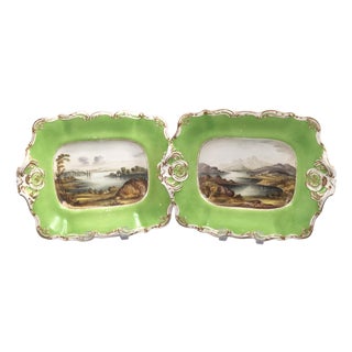 Porcelain Dishes with Scottish Landscapes by Copeland and Garrett, 1847, Set of 2 For Sale