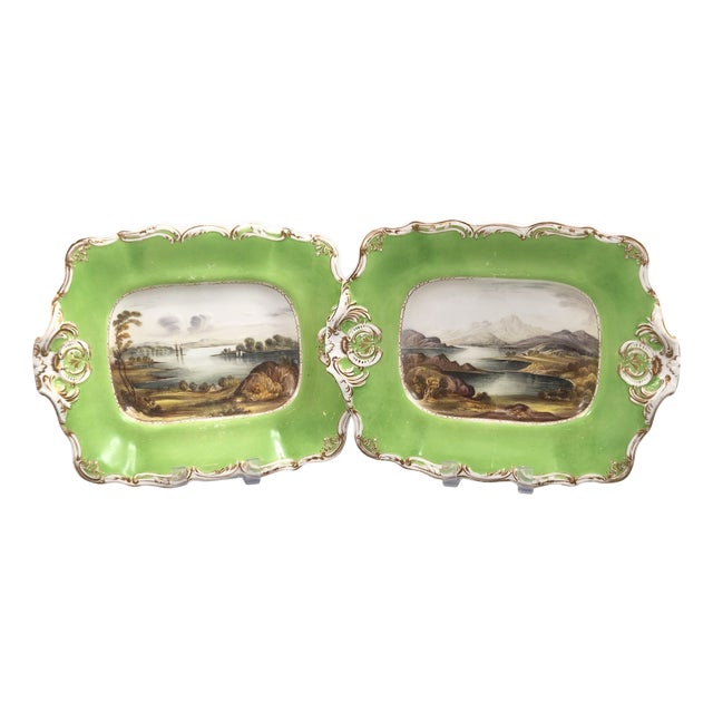 Porcelain Dishes with Scottish Landscapes by Copeland and Garrett, 1847, Set of 2 For Sale