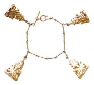 Vintage Art Deco Four Gold Fob Bracelet